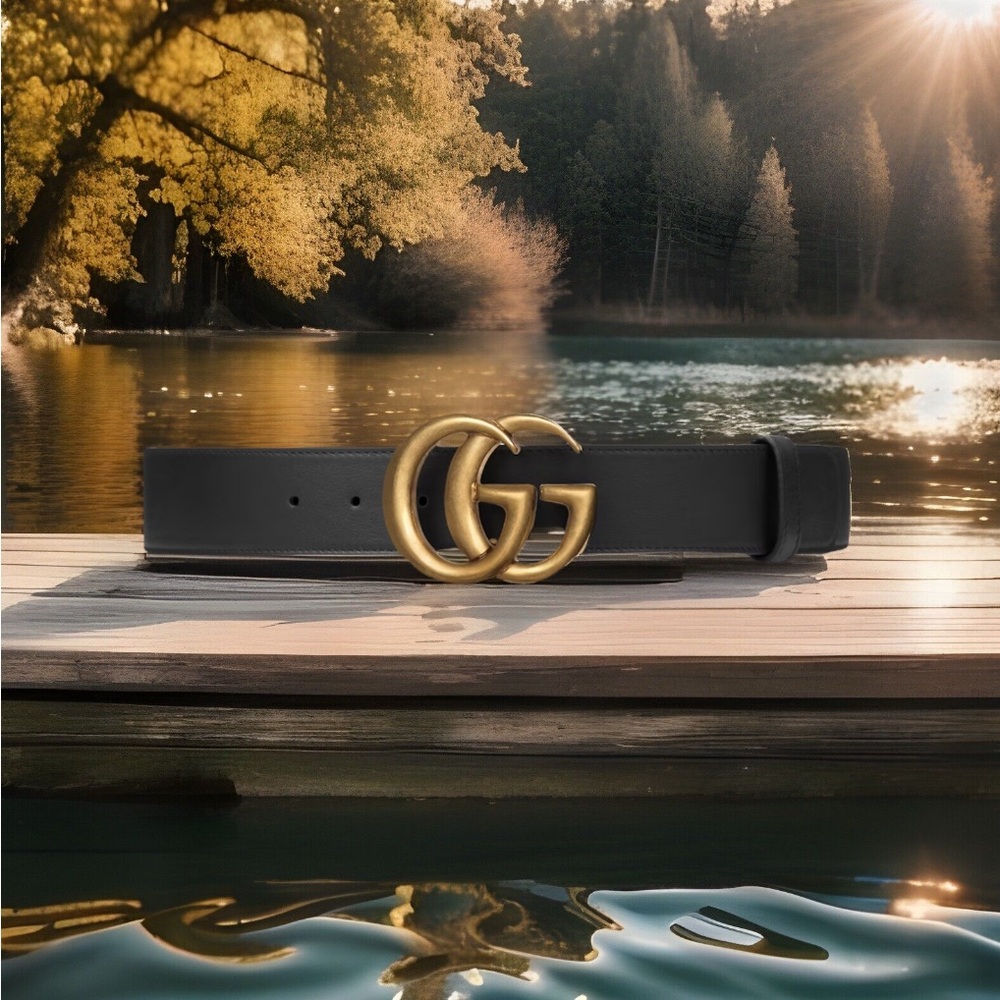 GUCCI iconic GG logo Marmont wide leather belt | black | size 70CM